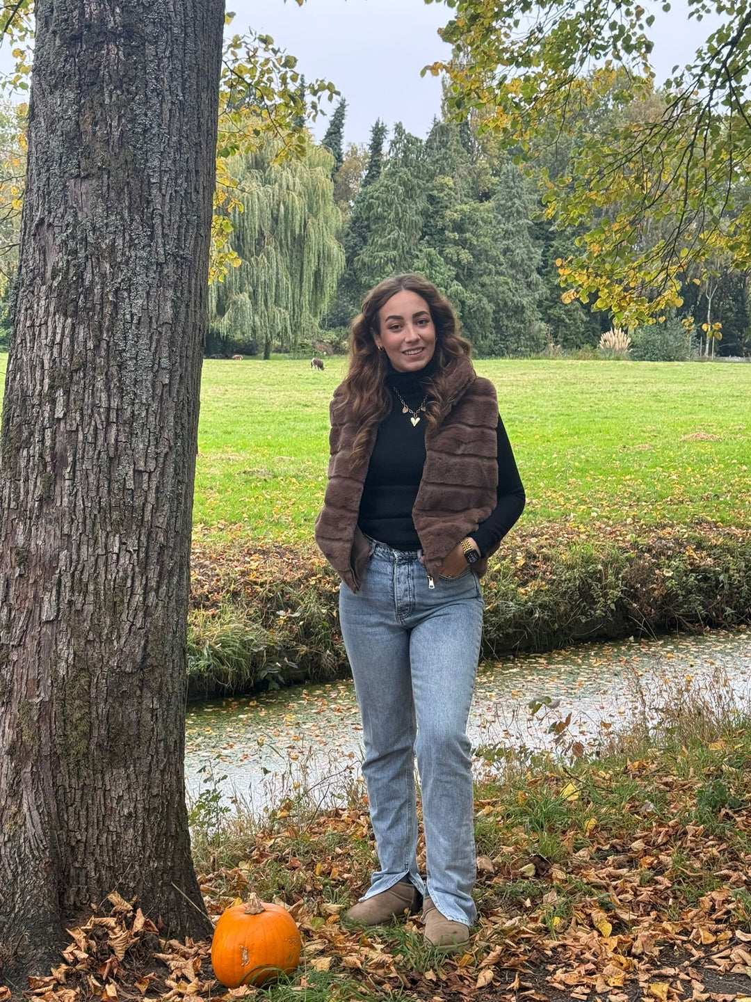 🤎 Luxe Bruine Faux Fur Bodywarmer – Zacht, Warm & Modieus