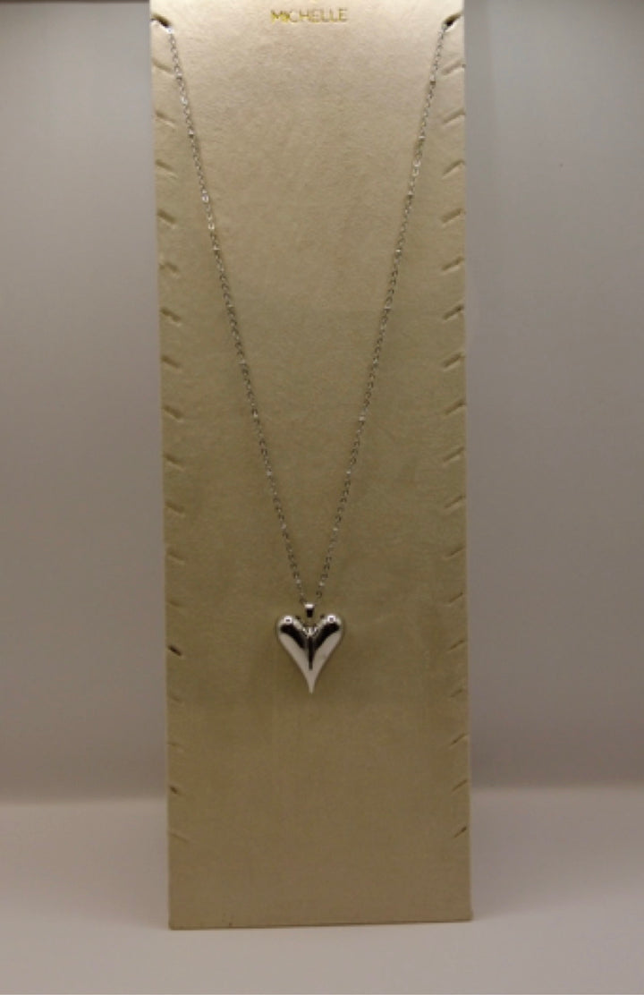 Stainless Steel Ketting – Zilverkleurig met Glanzende Hart Hanger