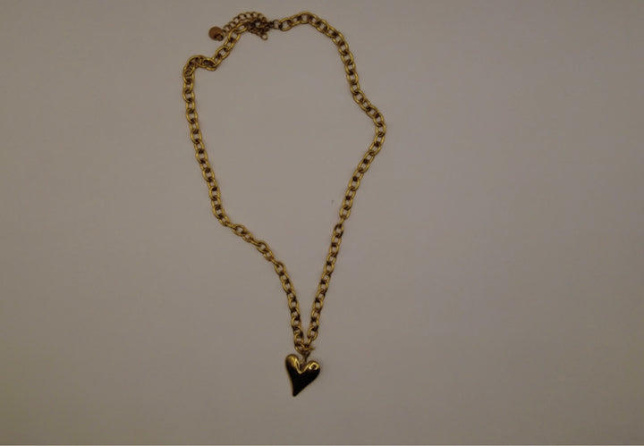 Chunky Stainless Steel Ketting – Goudkleurig met Hart Hanger
