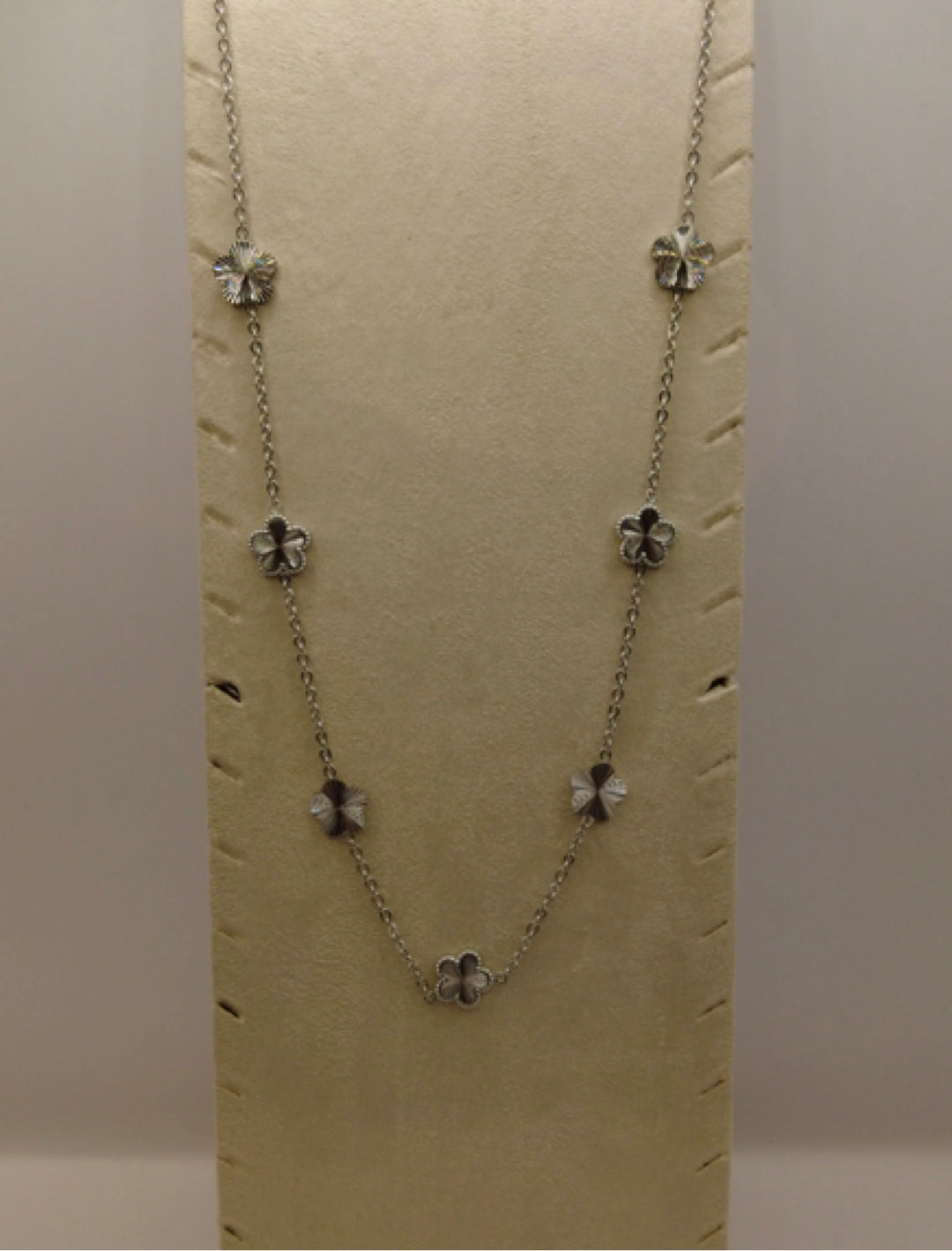 Stainless Steel Ketting – Zilverkleurig met Klavertjes Vier