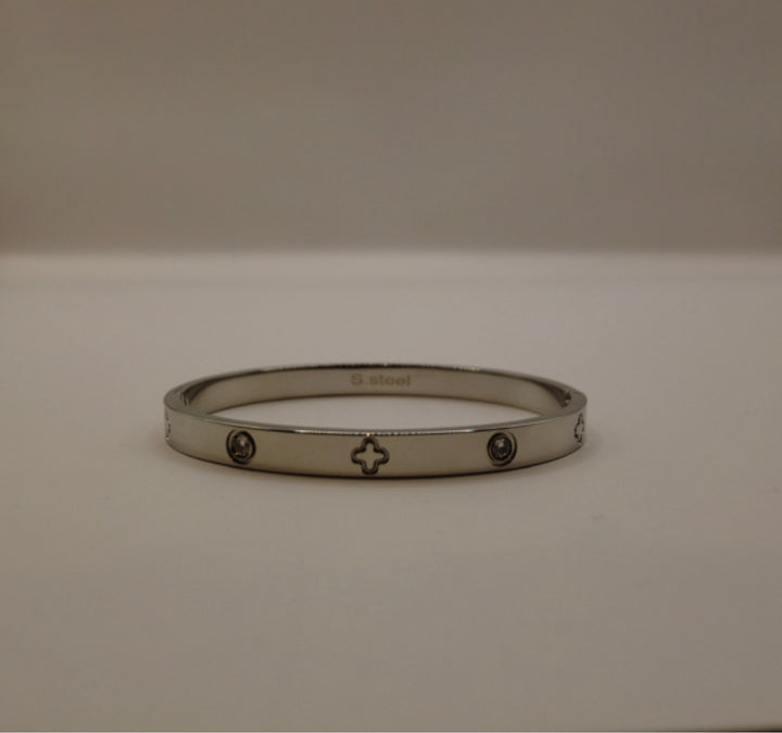Stainless Steel Armband – Zilverkleurig Bangle met Kristallen