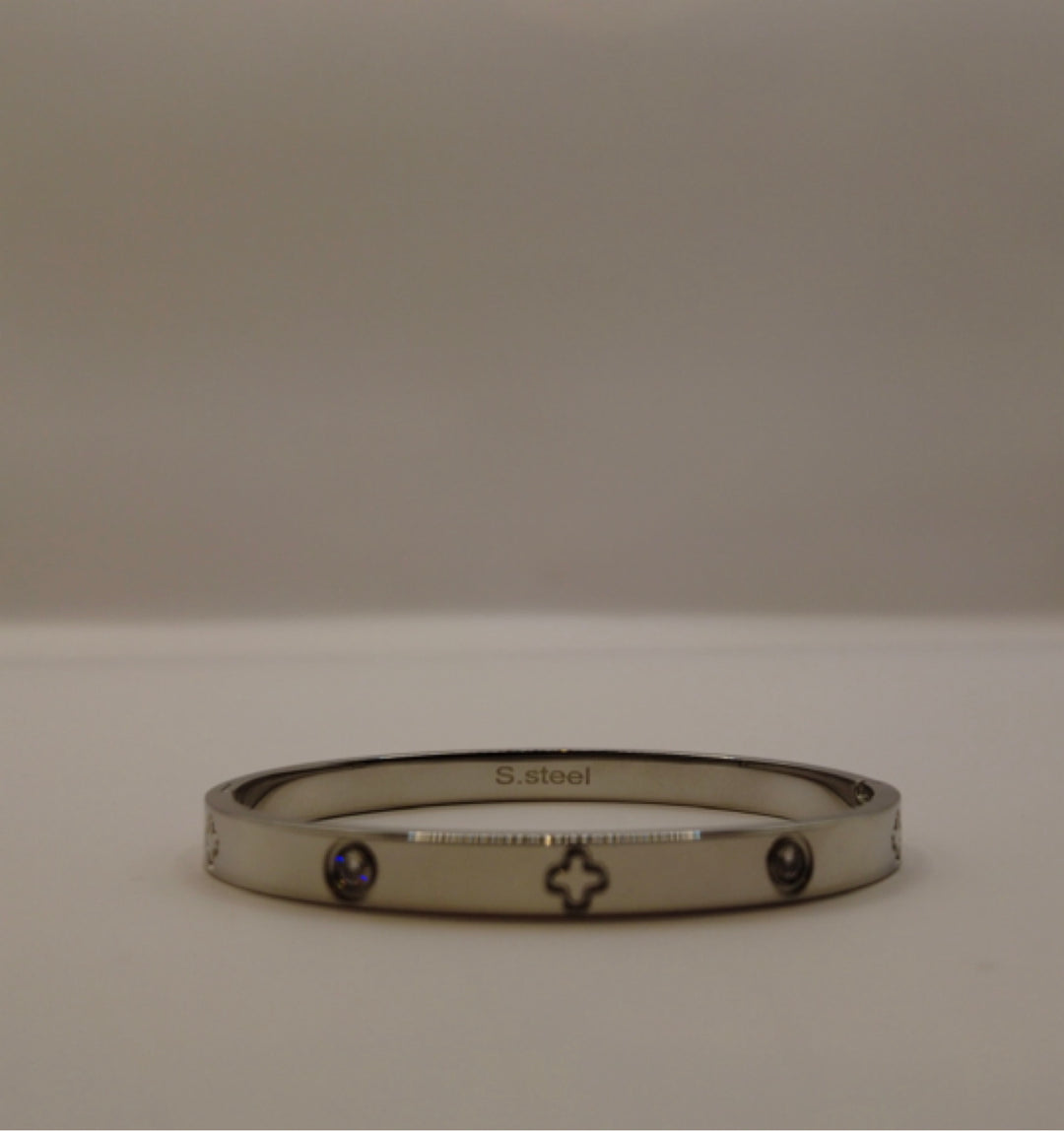 Stainless Steel Armband – Zilverkleurig Bangle met Kristallen