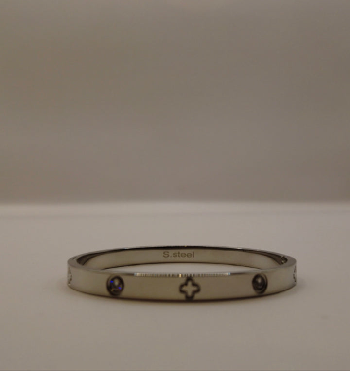 Stainless Steel Armband – Zilverkleurig Bangle met Kristallen