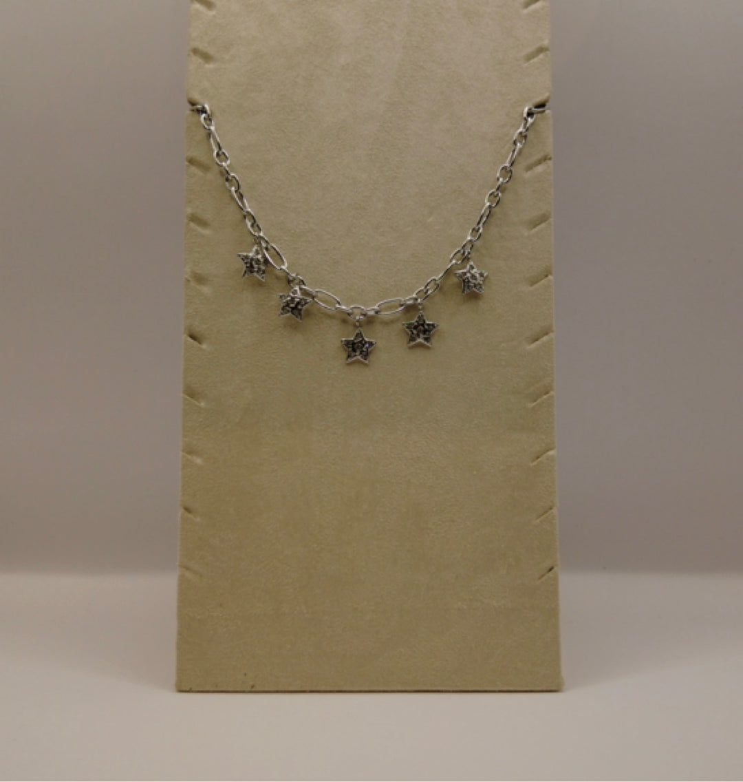 Stainless Steel Ketting – Zilverkleurig met Ster Hangers en Kristallen