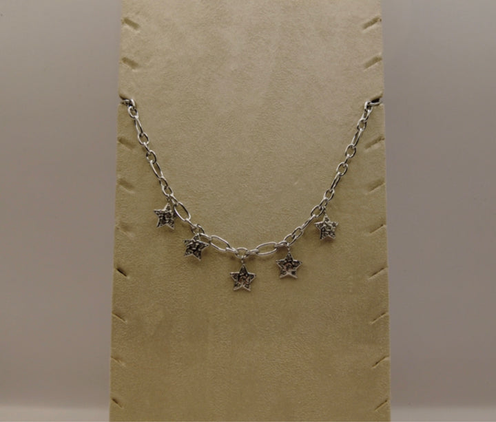 Stainless Steel Ketting – Zilverkleurig met Ster Hangers en Kristallen
