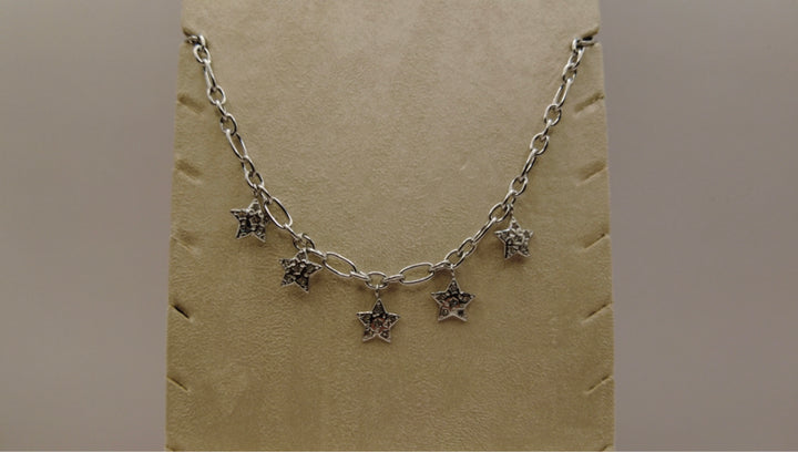 Stainless Steel Ketting – Zilverkleurig met Ster Hangers en Kristallen