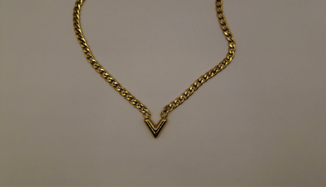 Stainless Steel V-Ketting – Goudkleurig Choker Design
