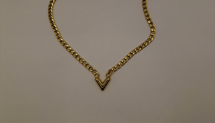 Stainless Steel V-Ketting – Goudkleurig Choker Design