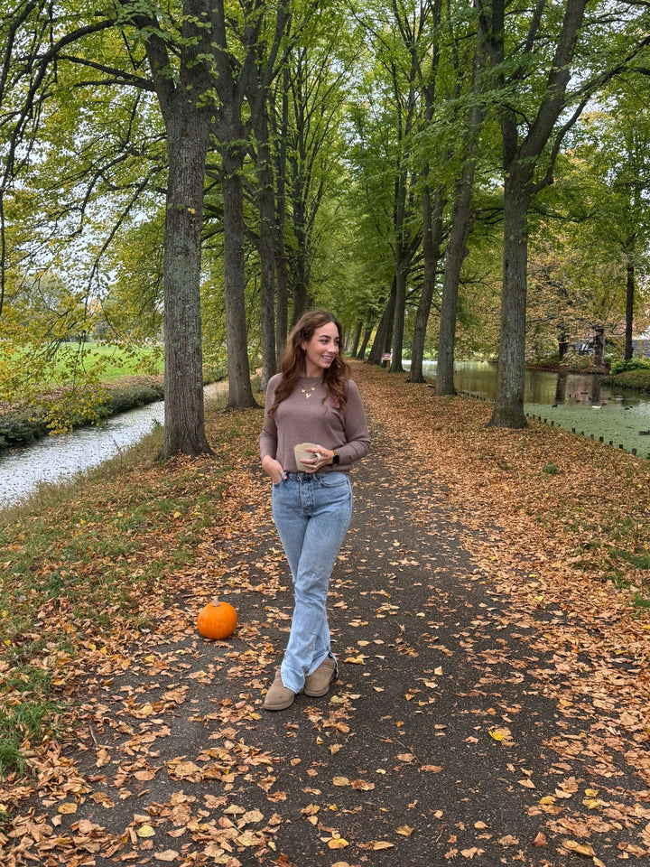 🤎 Taupe Basic Trui – Neutraal, Zacht & Makkelijk te Stylen